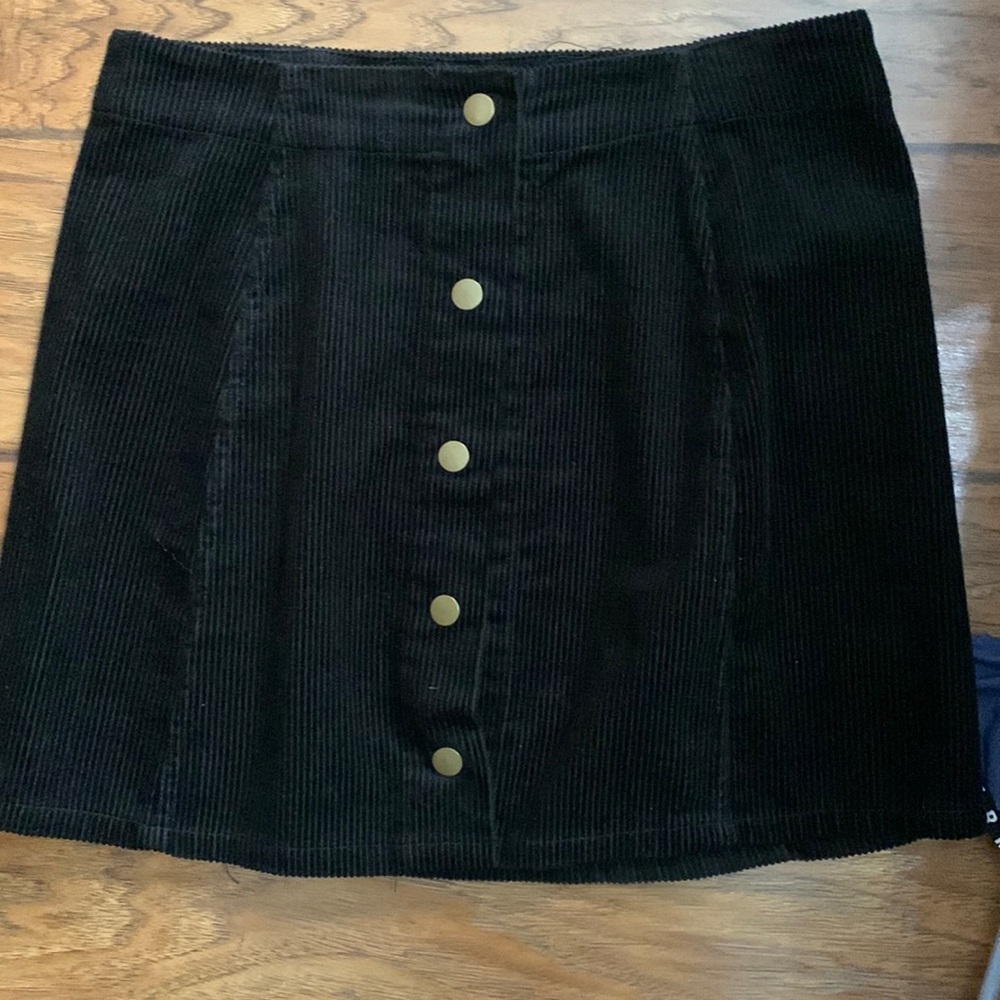 Full button up black mini skirt